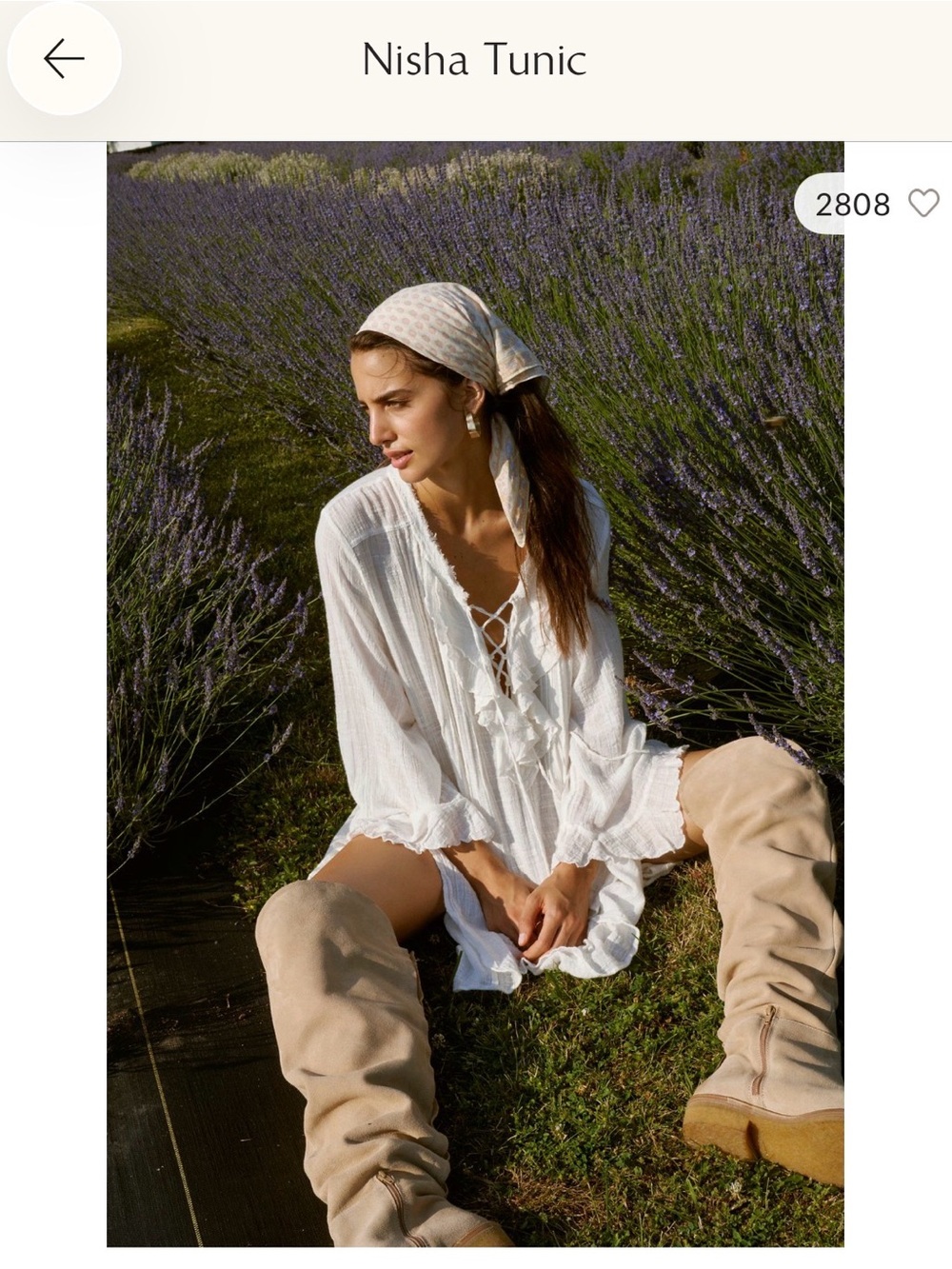 Free People White Nisha Tunic - Lightweight Lace-Up Peasant Top NWOT